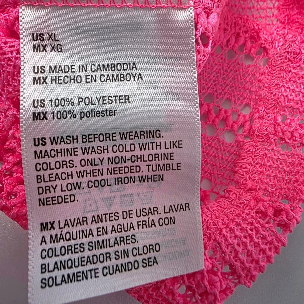 Epic Threads Girls XL Plyo Pink Crochet Mesh Tiered Swim Coverup Dress NWT